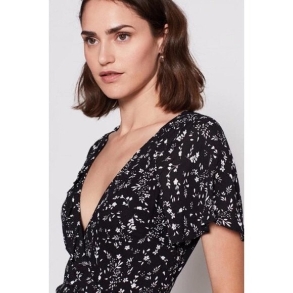 Joie Orita Ruffle Printed Dress in Caviar Black Floral, Size 6 - Picture 16 of 16